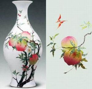 Vase chinois à peinture de pêche